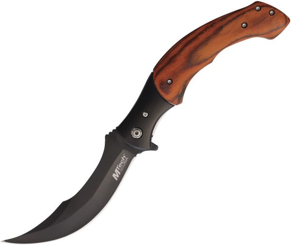 Mtech Linerlock A/O Wood Assisted Curved Blade