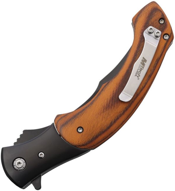 Mtech Linerlock A/O Wood Assisted Curved Blade