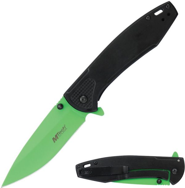 Mtech Framelock A/O Green Electroplated Blade