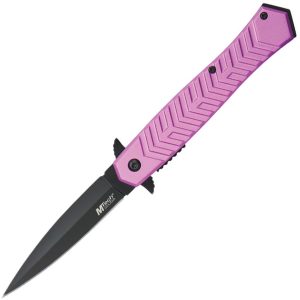Mtech Linerlock A/O Assisted Folding Knife - Pink Aluminum