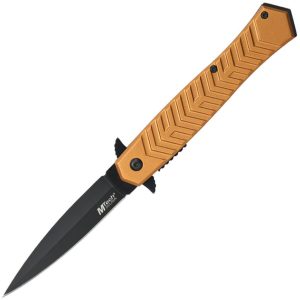 Mtech Linerlock A/O Assisted Folding Knife - Tan Aluminum