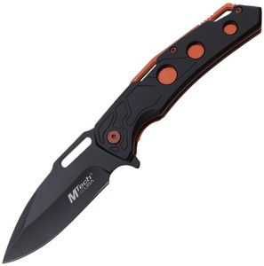 Mtech Linerlock A/O Drop Point - Black/Orange G10