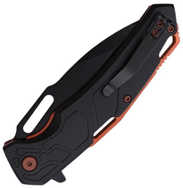 Mtech Linerlock A/O Drop Point - Black/Orange G10