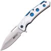 Mtech Linerlock A/O Drop Point - Silver/Blue Satin