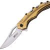 Mtech Linerlock A/O Clip Point - Gold TiNi Stainless