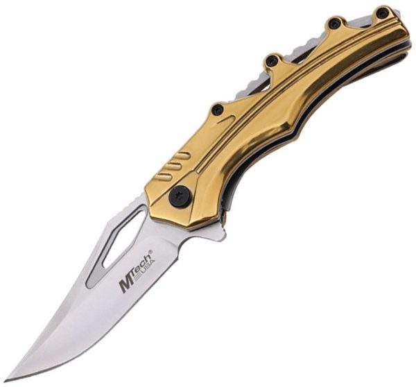 Mtech Linerlock A/O Clip Point - Gold TiNi Stainless