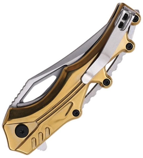Mtech Linerlock A/O Clip Point - Gold TiNi Stainless