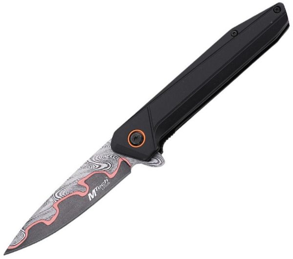 Mtech MTA2031 Linerlock Damascus Drop Point Black