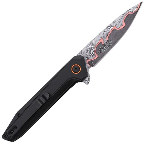 Mtech MTA2031 Linerlock Damascus Drop Point Black