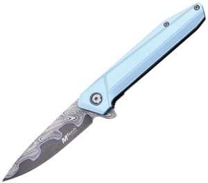 Mtech MTA2031 Linerlock Damascus Drop Point Blue