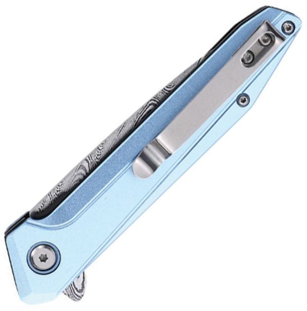 Mtech MTA2031 Linerlock Damascus Drop Point Blue