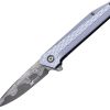 Mtech Linerlock A/O Gray Damascus Drop Point Knife