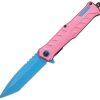 Mtech Linerlock A/O Pink/Blue Tanto Glass Breaker