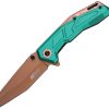 Mtech Linerlock A/O Green Tanto TiNi Coated