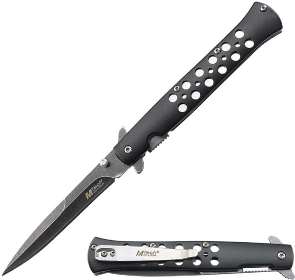 Mtech Linerlock A/O Black Stonewash Stainless