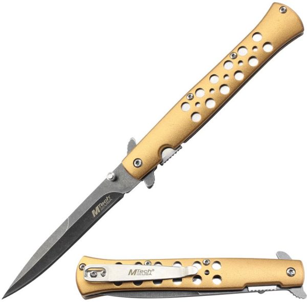 Mtech Linerlock A/O Gold Anodized Handle