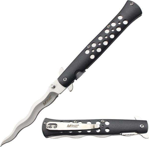 Mtech Linerlock A/O Black Wavy Blade