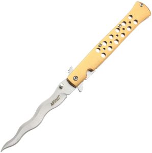 Mtech Linerlock A/O Gold Wavy Blade