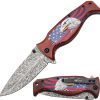 Mtech Linerlock A/O Eagle Brown Wood Damascus Blade
