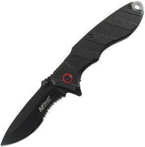 Mtech Linerlock A/O Black Serrated Oxide Blade