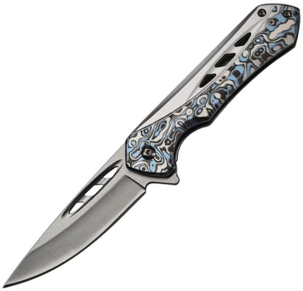 Mtech MTA2052 Linerlock A/O Blue and Silver Aluminum