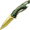 Mtech Linerlock A/O Green Gold-Coated Knife