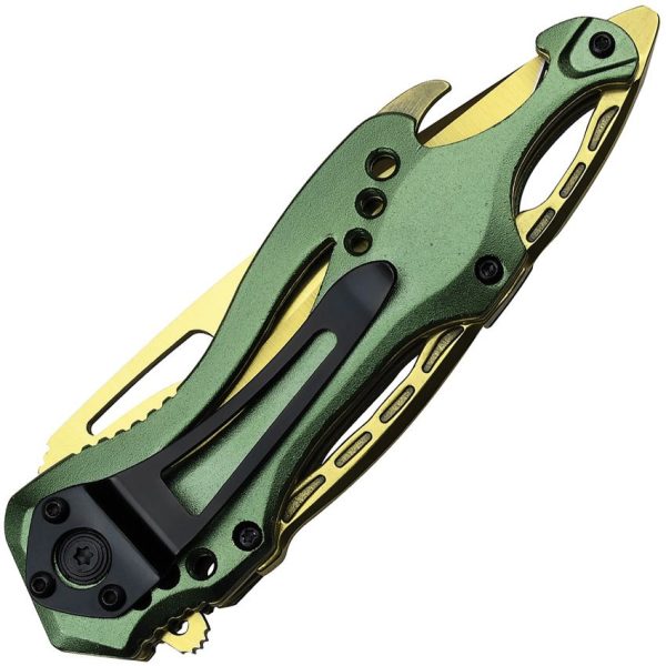Mtech Linerlock A/O Green Gold-Coated Knife