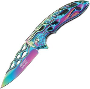 MTech Flame Linerlock A/O Rainbow - Skeletonized Design