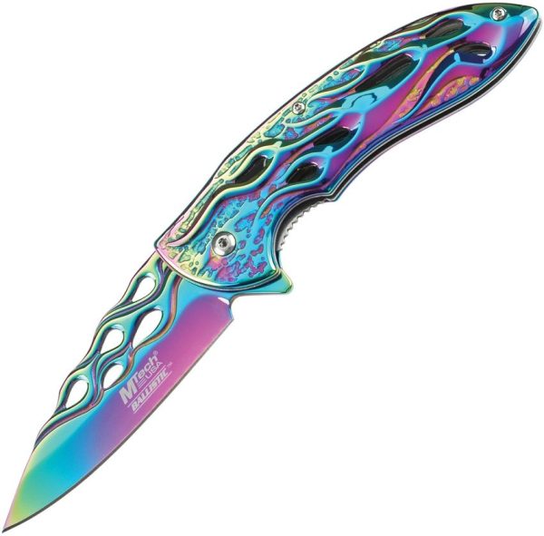 MTech Flame Linerlock A/O Rainbow - Skeletonized Design