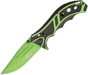 MTech Linerlock Black/Green Aluminum Assisted Knife