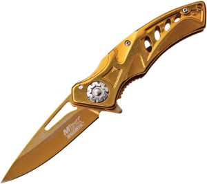 MTech Linerlock Assisted Gold Titanium Folding Knife
