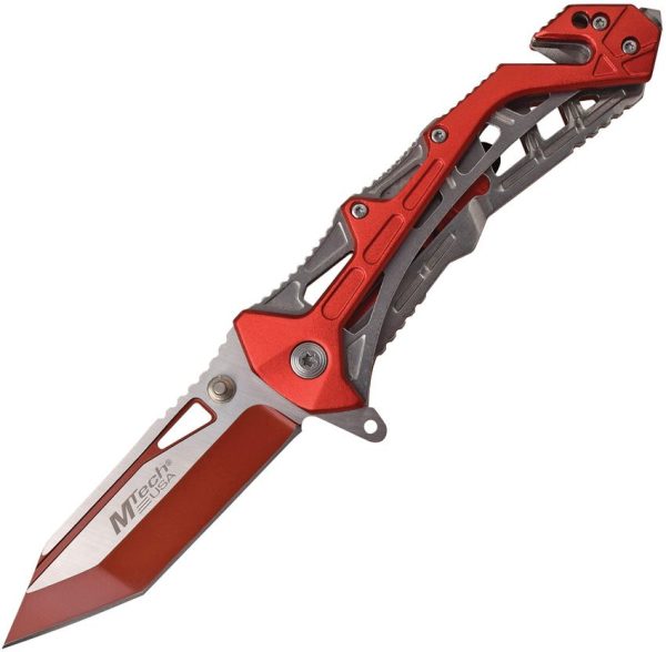 MTech Linerlock A/O Red Tanto Assisted Folding Knife