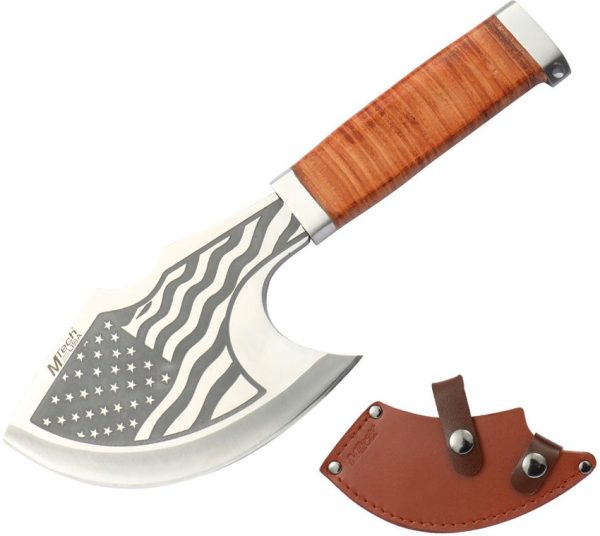 Mtech Axe Flag Fixed Blade 3.5" 3Cr13MoV Stainless Leather