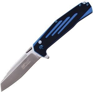 MTech Button Lock Black/Blue G10 Satin Folding Knife