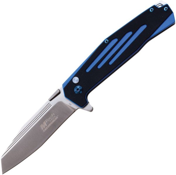 MTech Button Lock Black/Blue G10 Satin Folding Knife