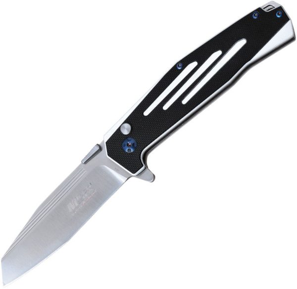 MTech Button Lock Black/White G10 Satin Folding Knife