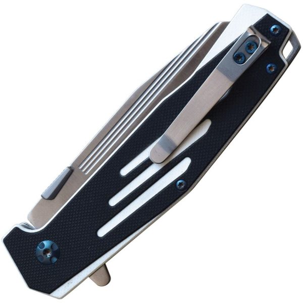 MTech Button Lock Black/White G10 Satin Folding Knife