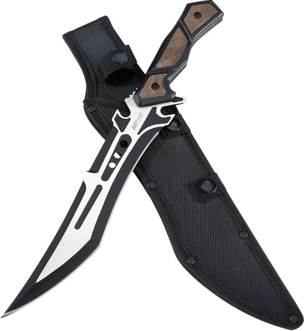 Mtech Fixed Blade 9.25in Black/Brown Wood Handle