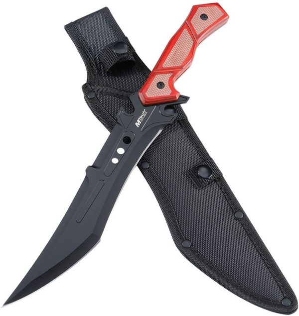 Mtech Fixed Blade 9.25in Brown/Red Wood Handle