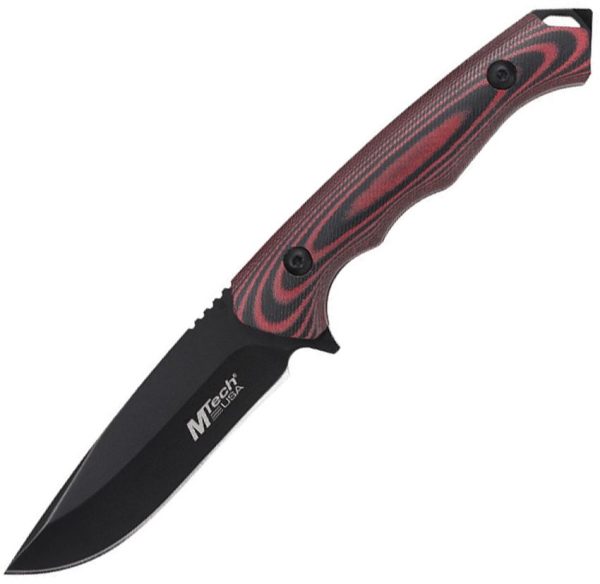 Mtech Fixed Blade 4in Red Micarta Drop Point