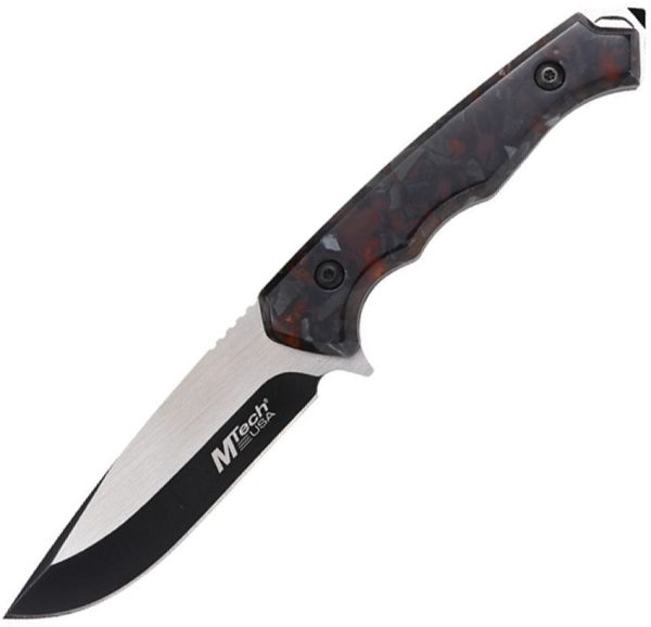 Mtech Fixed Blade 4in Red Acrylic Drop Point