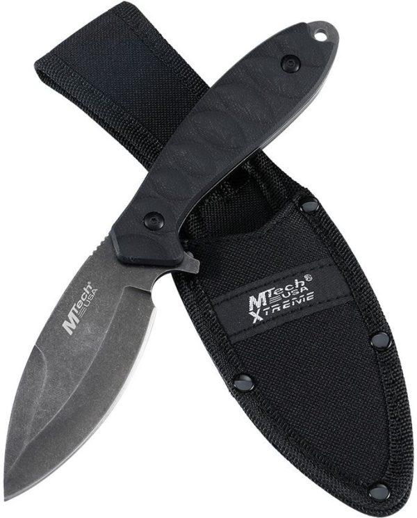 Mtech Fixed Blade Black SW 4" Black G10 Kydex Sheath