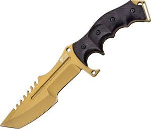 MTech Xtreme Tactical Fixed Blade 6" Gold Titanium 440 Stainless