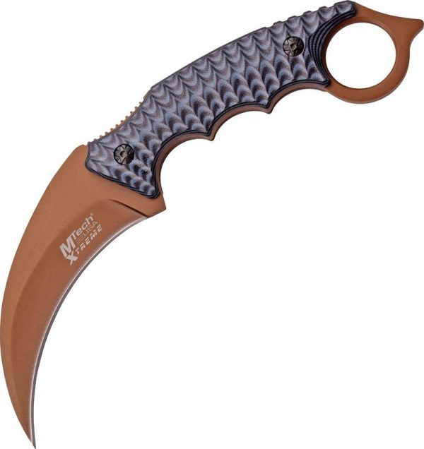 MTech Xtreme Karambit Fixed Blade 3.75" Brown G10 Tactical Knife