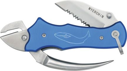 Myerchin Sailors Tool Linerlock Blue Folding Knife Serrated