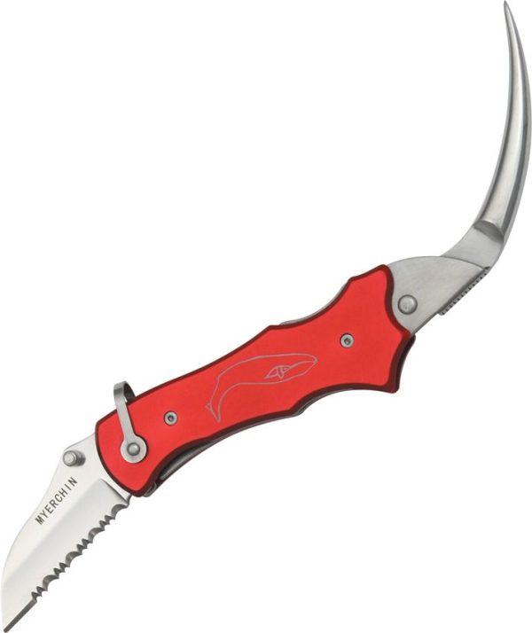 Myerchin Sailors Tool Linerlock Red Folding Knife Serrated