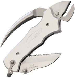 Myerchin Sailors Tool Linerlock Silver Folding Knife Serrated