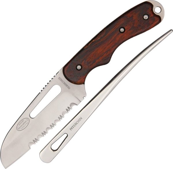 Myerchin Generation 2 Pro Wood Serrated Fixed Blade Knife