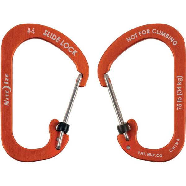 Nite Ize Carabiner SlideLock No4 Orange Aluminum