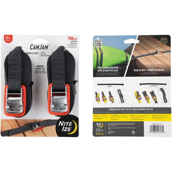 Nite Ize CamJam Tie Down Strap 12 Ft Pack of 2 Secure 700 lbs